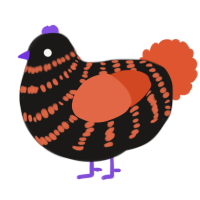 A sable and vermilion chicken with a bar pattern