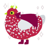 Mooshroom, a crimson and mist chicken with a speckle pattern