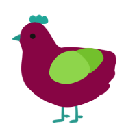 A maroon and grass chicken