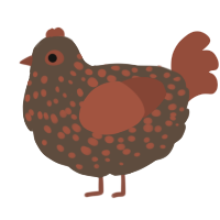 A bark and russet chicken with a speckle pattern