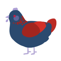 A beige and aqua chicken with a neck-speckle pattern