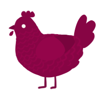 A maroon chicken with a lace pattern