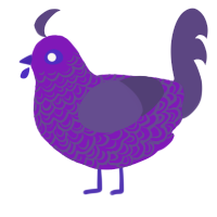 Vie, a violet and overcast chicken with a double-lace pattern