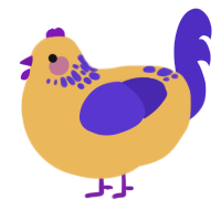 A honey and indigo chicken with a neck-speckle pattern