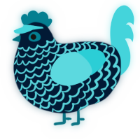 A tumblr and aqua chicken with a lace pattern