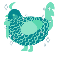 A teal and mint chicken with a lace pattern