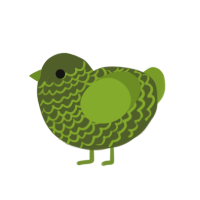 A olive and chartreuse chicken with a lace pattern