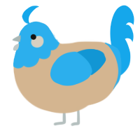 A beige and sky chicken with a head pattern