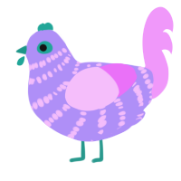 A lilac and lavender chicken with a bar pattern