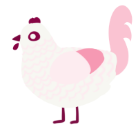 A white and rose chicken with a lace pattern