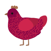 A maroon and crimson chicken with a double-lace pattern