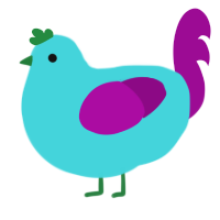 A aqua and plum chicken