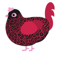A sable and crimson chicken with a double-lace pattern