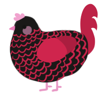 A sable and crimson chicken with a lace pattern