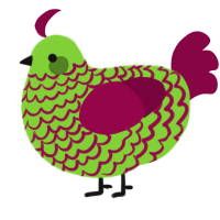 A grass and maroon chicken with a lace pattern
