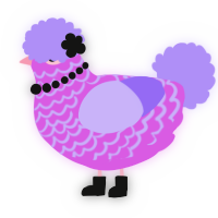 A orchid and lilac chicken with a lace pattern