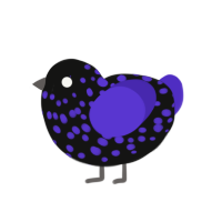 The Paranoid, a black and indigo chicken