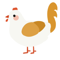 A white and orange chicken
