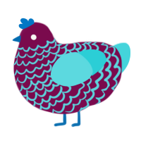 A wine and aqua chicken with a lace pattern