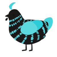 A sable and aqua chicken with a bar pattern