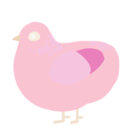 A rose and pink chicken with a neck-speckle pattern