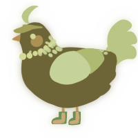 A olive and grass chicken with a neck-speckle pattern