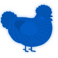 A ultramarine chicken with a lace pattern