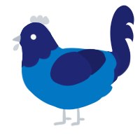 A sapphire and navy chicken with a head pattern