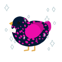 A tumblr and fuchsia chicken with a speckle pattern