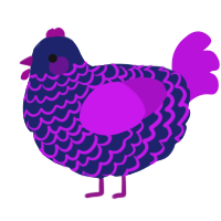 A navy and amethyst chicken with a lace pattern