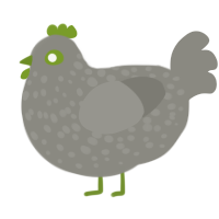 A ash chicken with a speckle pattern