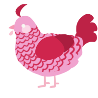 A pink and crimson chicken with a lace pattern