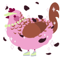 A pink and russet chicken with a half-lace pattern