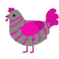 A ash and fuchsia chicken with a bar pattern
