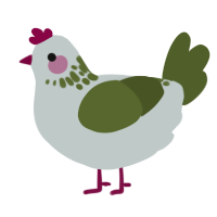 A silver and olive chicken with a neck-speckle pattern