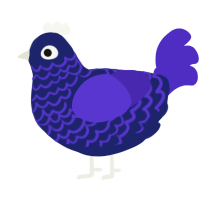 A navy and indigo chicken with a lace pattern