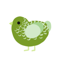 Fern, a chartreuse and gluppy chicken with a half-lace pattern