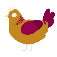 A ochre and maroon chicken with a neck-band pattern