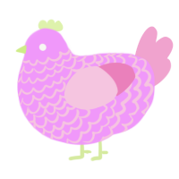 A lavender and pink chicken with a lace pattern