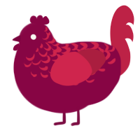 A maroon and crimson chicken with a half-lace pattern