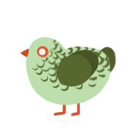 Zombie, a gluppy and olive chicken with a half-lace pattern