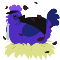 A indigo and navy chicken with a neck-band pattern