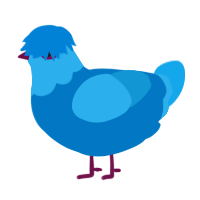 A sapphire and sky chicken with a head pattern