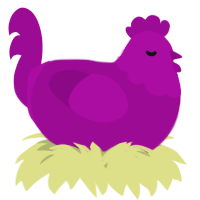 A plum chicken with a head pattern