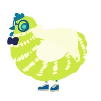 A lime and cream chicken with a bar pattern