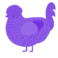 A blurple chicken with a lace pattern