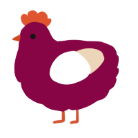A maroon and cream chicken
