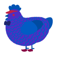 A indigo and ultramarine chicken with a lace pattern