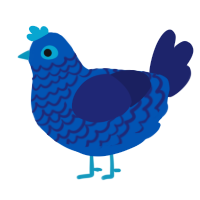 A ultramarine and navy chicken with a lace pattern