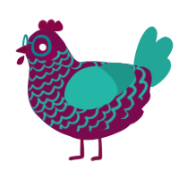 A wine and turquoise chicken with a lace pattern